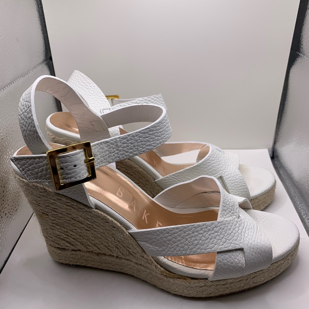 MINT Condition!! Ted Baker London Women's Sellana WhiteLeather Espadrille Wedge